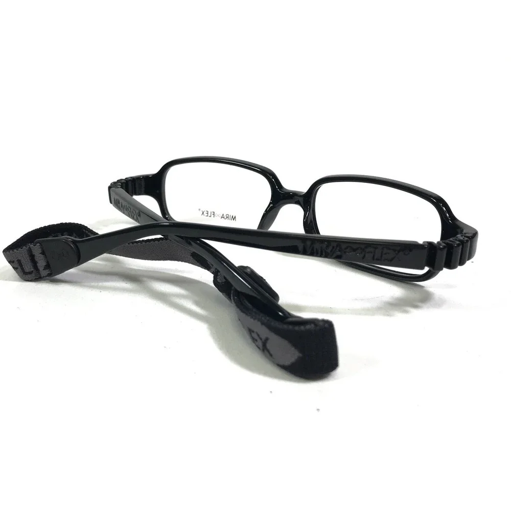 Miraflex Kids Goggles Eyeglasses Frames TERRYSIX C.J Black Rectangle 46-16-125